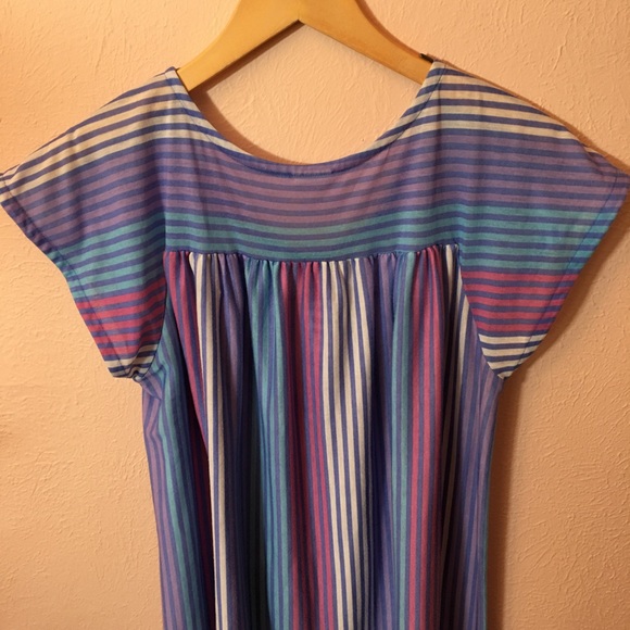 VTG Retro Striped Full Length Night Gown - Picture 15 of 15